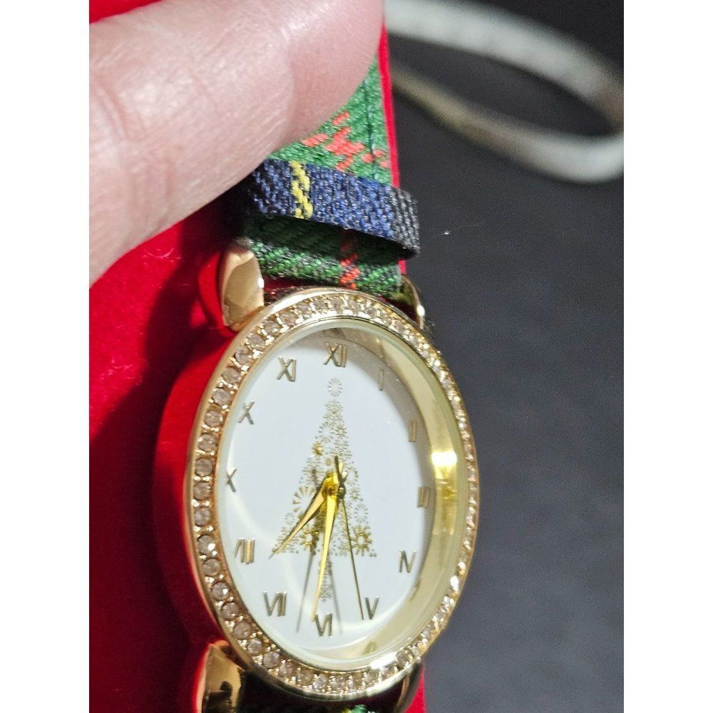 Holiday Lane Christmas tree watch colorful plaid